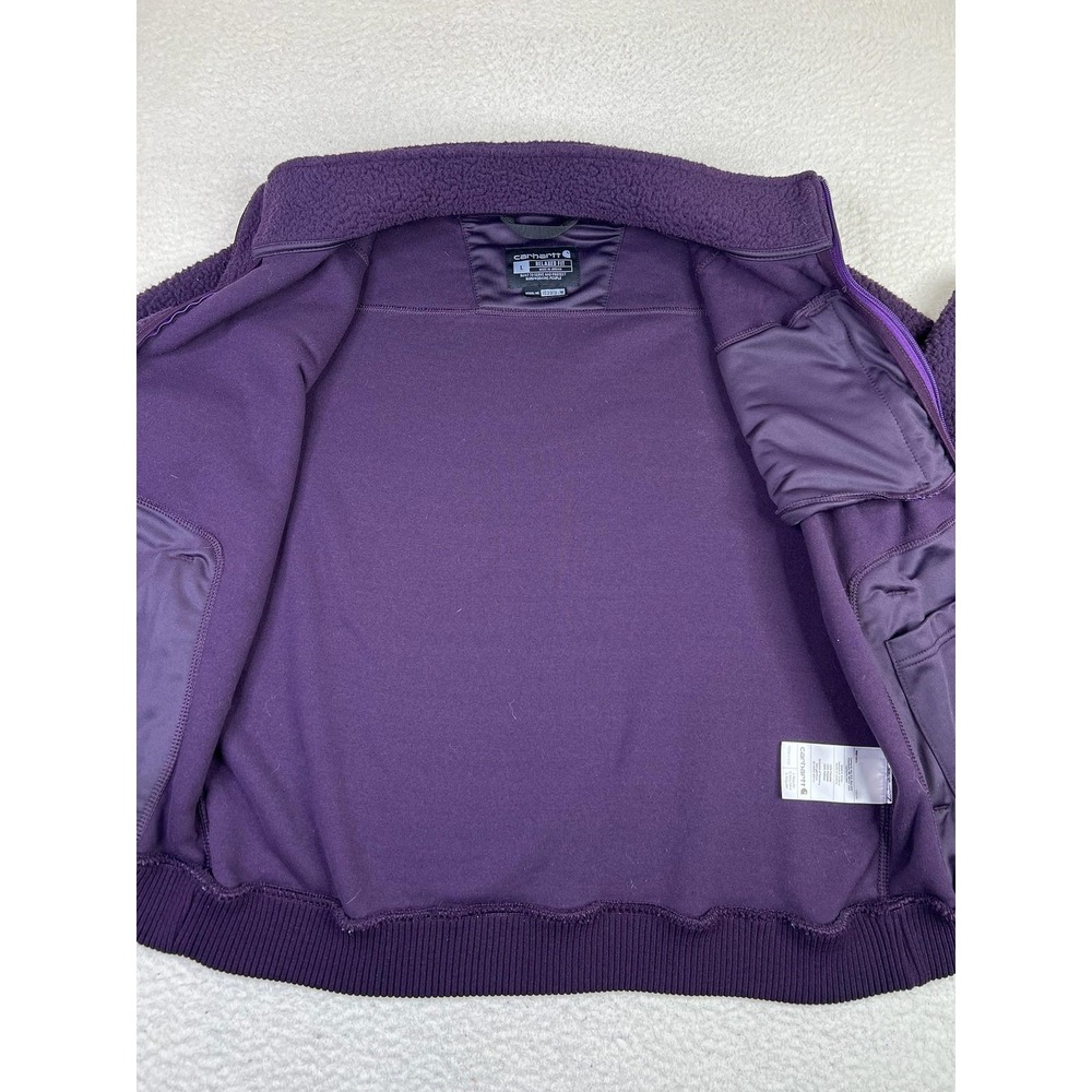 Carhartt Jacket Womens Large Purple Sherpa Fleece Full Zip Workwear 103913 - Picture 5 of 11
